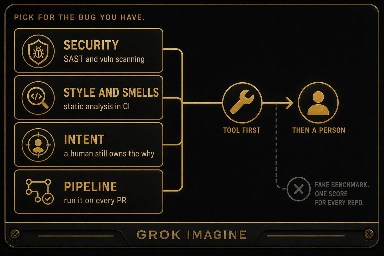 Pick the AI code review tool for the bug class you have. Security, style, and pipeline go through a tool first. Intent still needs a person. Skip fake one-score benchmarks.