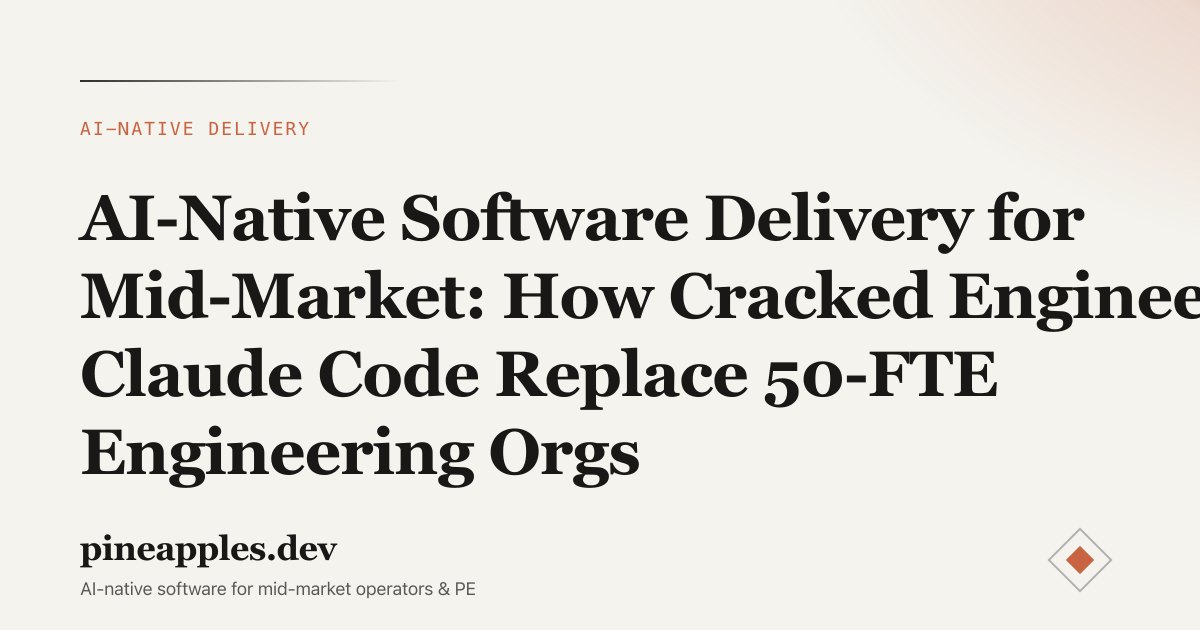 AI-Native Software Delivery for Mid-Market: How Cracked Engineers + Claude Code Replace 50-FTE Engineering Orgs