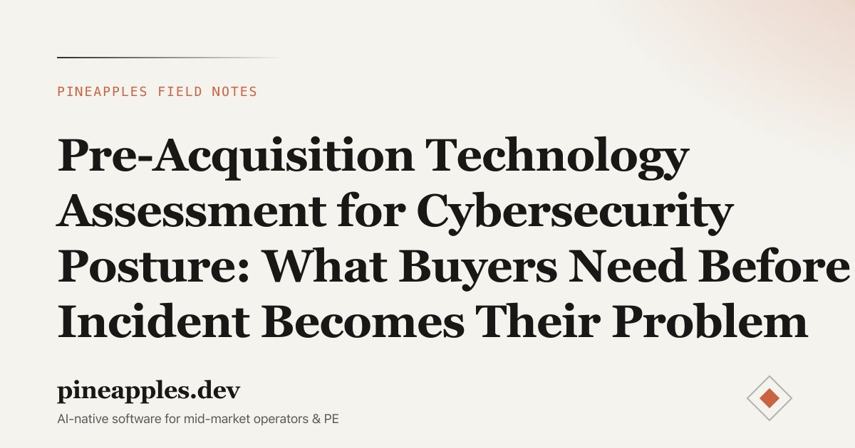 Pre-Acquisition Technology Assessment for Cybersecurity Posture: What Buyers Need Before an Incident Becomes Their Problem